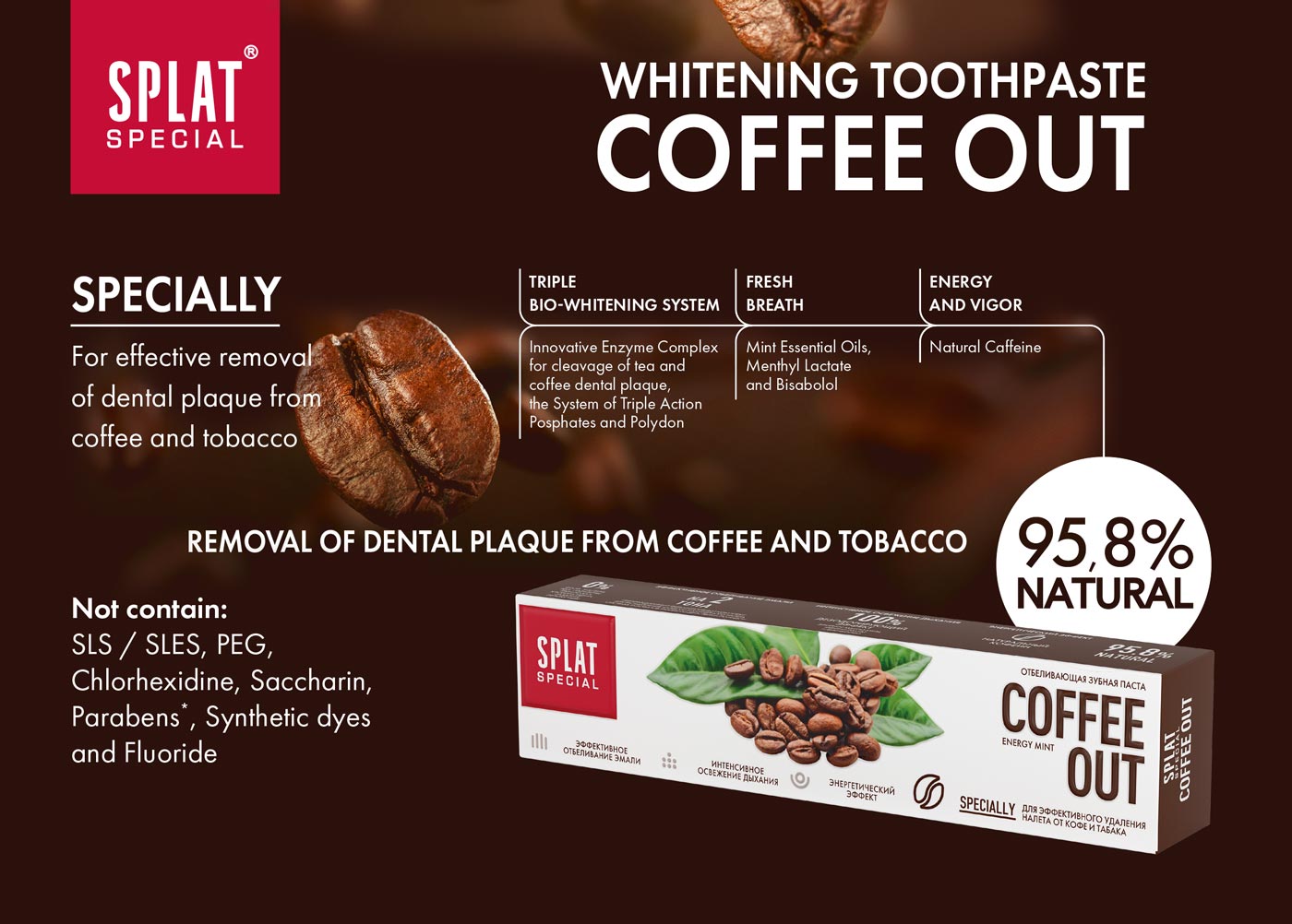 sPECIÁLIS FOGKRÉM KOFFEINNEL ÉS HATÉKONY FEHÉRÍTŐ TECHNOLÓGIÁVAL